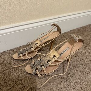 Manolo Blahnik Lizard Skin Lace-Up Heels
